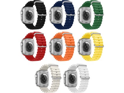 Vroubkovaný řemínek s přezkou pro Apple Watch 42/44/45/46/49mm (Barevná varianta Černý)