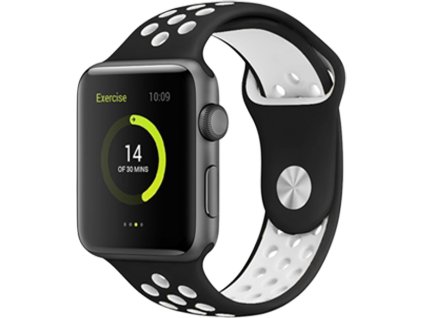 Perforovaný řemínek pro Apple Watch 38/40/41/42(S10)mm (Barevná varianta Černo-Šedý)