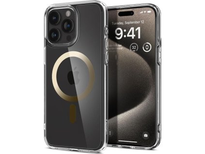 Spigen Ochranný kryt na iPhone 15 Pro - Spigen, Ultra Hybrid MagSafe Gold