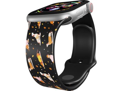 Apple watch černý řemínek Jezevčíci ve svetru (Rozměr 38/40/41mm, barva pásku černá)
