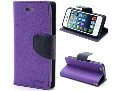 Mercury Pouzdro / kryt pro Apple iPhone 5 / 5S / SE - Mercury, Fancy Diary Purple/Navy