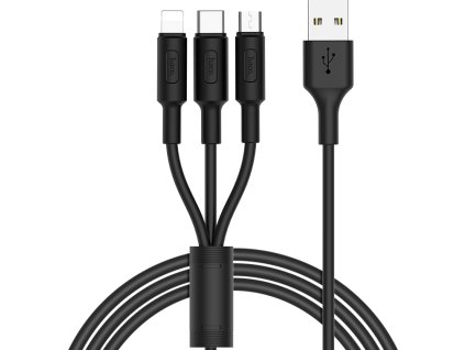 Kabel 3v1 - Hoco, X25 Soarer Black (Lightning+Micro+Type-C)