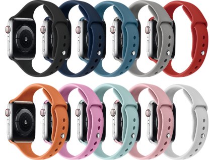 Silikonový tenký řemínek pro Apple Watch 38/40/41/42(S10)mm (Barevná varianta Černý)
