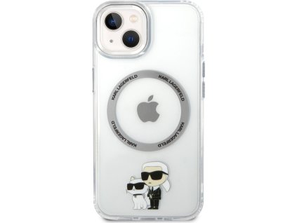 Ochranný kryt pro iPhone 14 - Karl Lagerfeld, IML Karl and Choupette NFT MagSafe Transparent KLHMP14SHNKCIT
