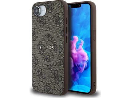 Guess Ochranný kryt na iPhone 16e - Guess, 4G Colored Ring MagSafe Brown GUHMPSE4G4GFRW