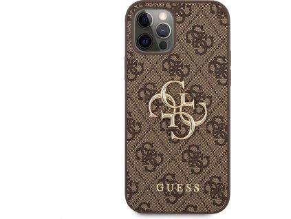Guess Ochranný kryt pro iPhone 12 / 12 Pro - Guess, 4G Logo Back Brown GUHCP12M4GMGBR