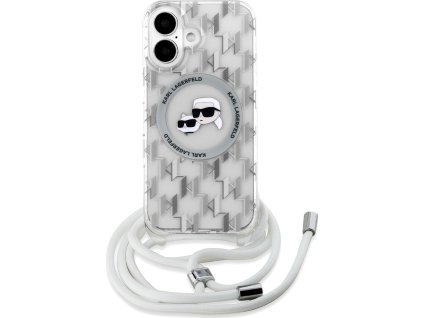 Karl Lagerfeld Ochranný kryt na iPhone 16 - Karl Lagerfeld, IML Monogram Crossbody K&CH Heads Magsafe Transparent KLHMP16SHCKCKLCT
