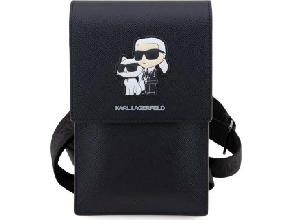 Karl Lagerfeld Univerzální pouzdro / taška s kapsou na mobil - Karl Lagerfeld, Metal Logo NFT Wallet Black KLWBSAKCPMK