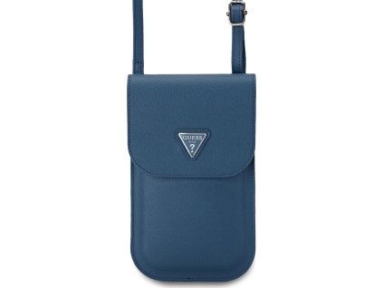 Guess Univerzální pouzdro / taška s kapsou na mobil - Guess, Grained Triangle Blue GUCWBPGTSPSB