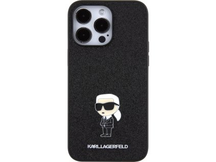 Karl Lagerfeld Ochranný kryt na iPhone 15 Pro MAX - Karl Lagerfeld, Fixed Glitter Metal Ikonik Black KLHCP15XGKNPSK