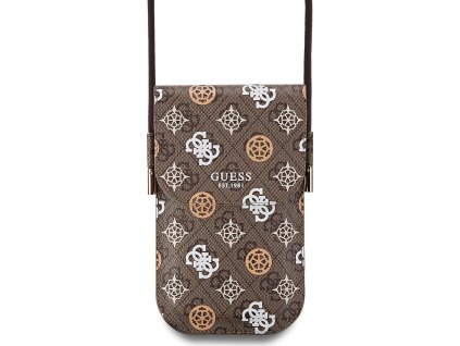 Guess Univerzální pouzdro / taška s kapsou na mobil - Guess, 4G Peony Multicolor Brown GUOWBP4PEWPW