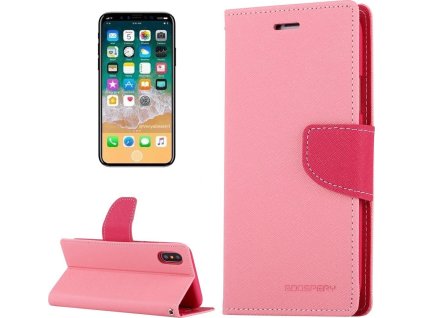 Mercury Pouzdro / kryt pro iPhone XS / X - Mercury, Fancy Diary PINK/HOTPINK