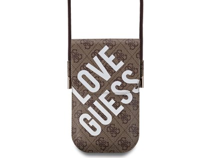 Guess Univerzální pouzdro / taška s kapsou na mobil - Guess, 4G Big Love Brown GUOWBPGP4NLGWW
