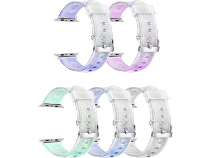 Průhledný třpytivý řemínek pro Apple Watch 38/40/41/42(S10)mm