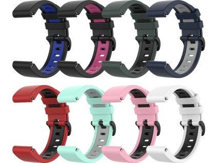 QuickFit silikonový dvojbarevný řemínek s přezkou 22mm (Barevná varianta Černo-Modrý)