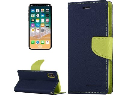 Mercury Pouzdro / kryt pro iPhone XS / X - Mercury, Fancy Diary NAVY/LIME