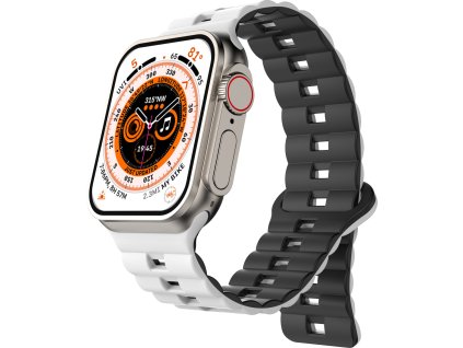 Magnetický silikonový řemínek pro Apple Watch 38/40/41/42(S10)mm (Barva Černo-oranžový)