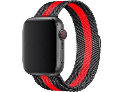 Elegantní řemínek pro Apple Watch v milánském stylu - Červeno-černý (Velikost 38/40/41mm, Barva Červeno-černá)