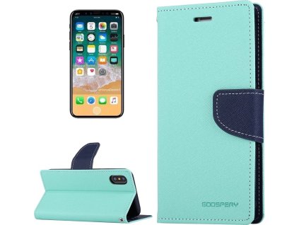 Mercury Pouzdro / kryt pro iPhone XS / X - Mercury, Fancy Diary MINT/NAVY