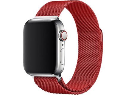 Elegantní řemínek pro Apple Watch v milánském stylu - Červený (Barva Červená, Velikost 38/40/41mm)