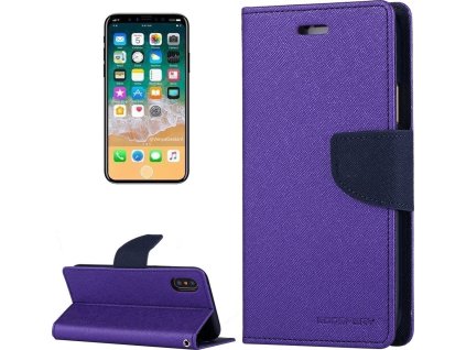 Mercury Pouzdro / kryt pro iPhone XS / X - Mercury, Fancy Diary PURPLE/NAVY