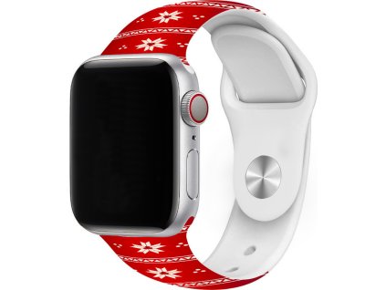Vánoční řemínek s potiskem pro Apple Watch - Vánoční nálada (Barva Červená, Velikost 38/40/41mm, Obvod M-L (střední až větší obvod zápěstí))
