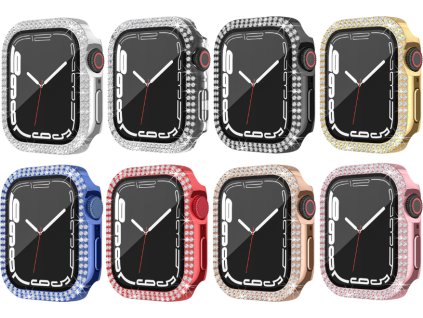 Ochranné dvojité kamínkové pouzdro se sklíčkem pro Apple Watch 38mm (Barva Černý)