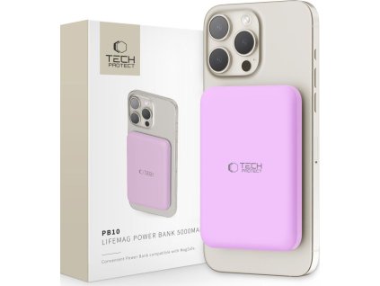 Tech-Protect Powerbanka s MagSafe pro iPhone - Tech-Protect, PB10 LifeMag 5000mAh Lilac