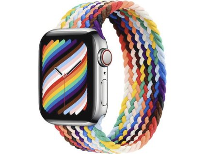 Pletený navlékací řemínek pro Apple Watch - Duhový (Velikost 38/40/41mm, Barva Rainbow black, Obvod M (střední obvod zápěstí))