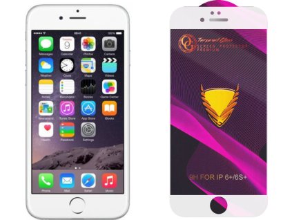 3D Ochranné tvrzené sklo bílé na iPhone 6+/6S+