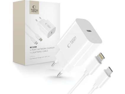 Tech-Protect Rychlá nabíječka do sítě pro iPhone a iPad - Tech-Protect, NC20W + Lightning kabel