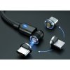Magnetický nabíjecí kabel 3v1 (USB-C + Lightning + Micro USB) (Barevná varianta Černá)