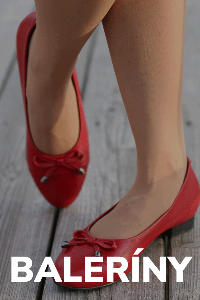 Baleríny kožené červené