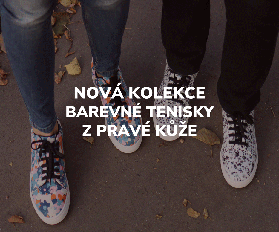 Tenisky kožené dámské barevné, ruční výroba