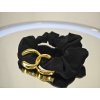 Černá scrunchie s kovovou ozdobou MIDNIGHT LUXE