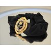 Černá scrunchie s perlovým rámem a zlatou růží ROYAL ROSE