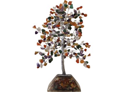 Stromček Šťastia s Orgonitovým Podstavcom - 320 Kamienkov - Mix