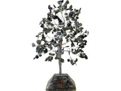 Stromček Šťastia s Orgonitovým Podstavcom - 320 Kamienkov- Machový Achát