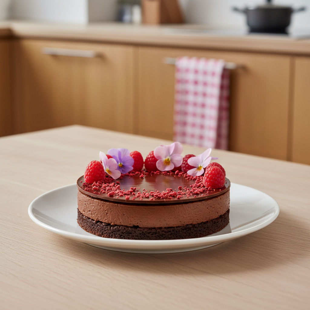 Čokoládový sen – recept na dezert s brownie, mousse a malinovým toppingom