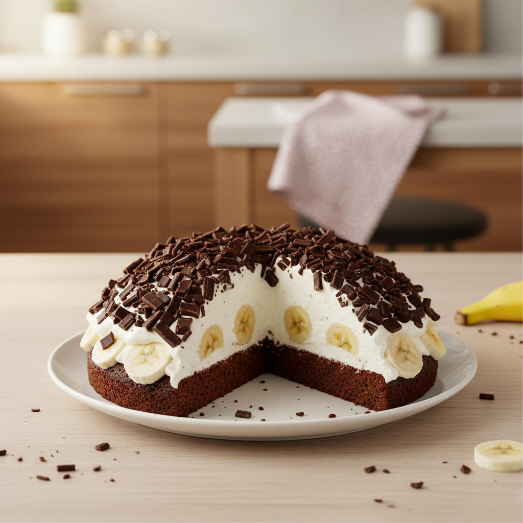 Krtkova torta – čokoládová torta s banánom a mascarpone krémom