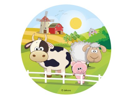 145097 6 DISCOS OBLEA TARTA ANIMALES GRANJA 20CM 1
