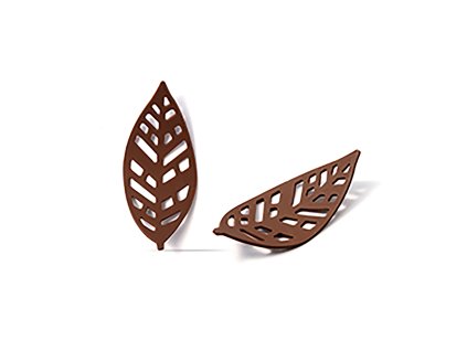 Čokoládová dekorácia Čipkované tmavé listy 96ks 6,5x3cm (79069)