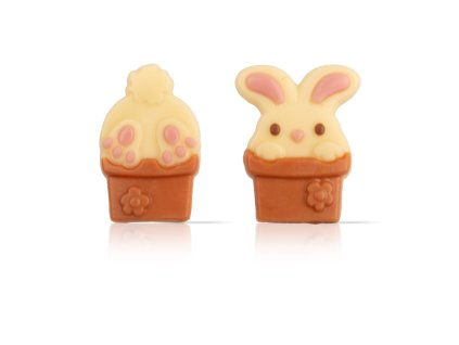 Čokoládová dekorácia Zajac v kvetináči  90ks  2,7x4,5cm (78075)