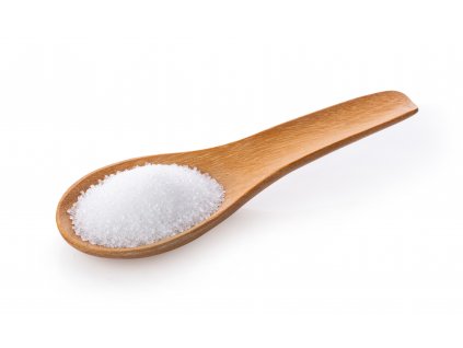 sugar wooden spoon white background