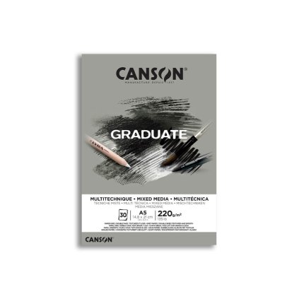 Skicák Canson Graduate mix media gray A5
