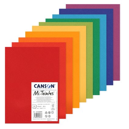 Barevné papíry Canson Mi Teintes Bright Colours, 160 gm2, 10 archů A4