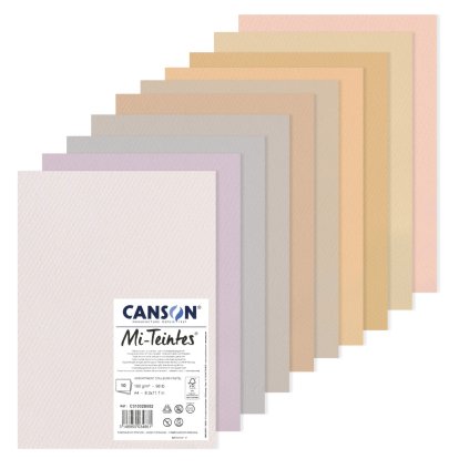 Barevné papíry Canson Mi Teintes Pastel Colours, 160 gm2, 10 archů A4