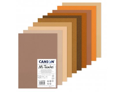 Barevné papíry Canson Mi Teintes Brown Tones, 160 gm2, 10 archů A4