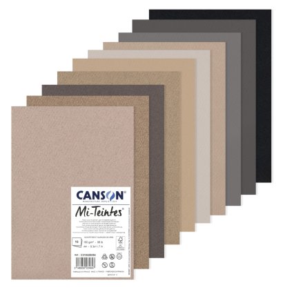 Barevné papíry Canson Mi Teintes Grey Tones, 160 gm2, 10 archů A4