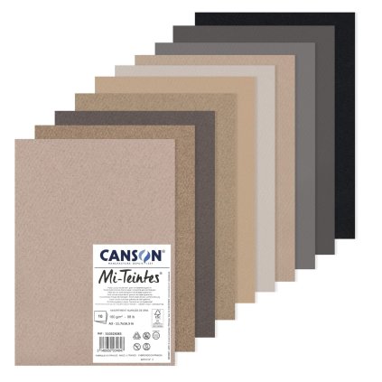 Barevné papíry Canson Mi Teintes Grey Tones, 160 gm2, 10 archů A3